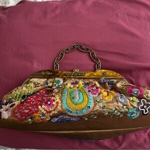 Embroidered Multicolor Clutch Bag